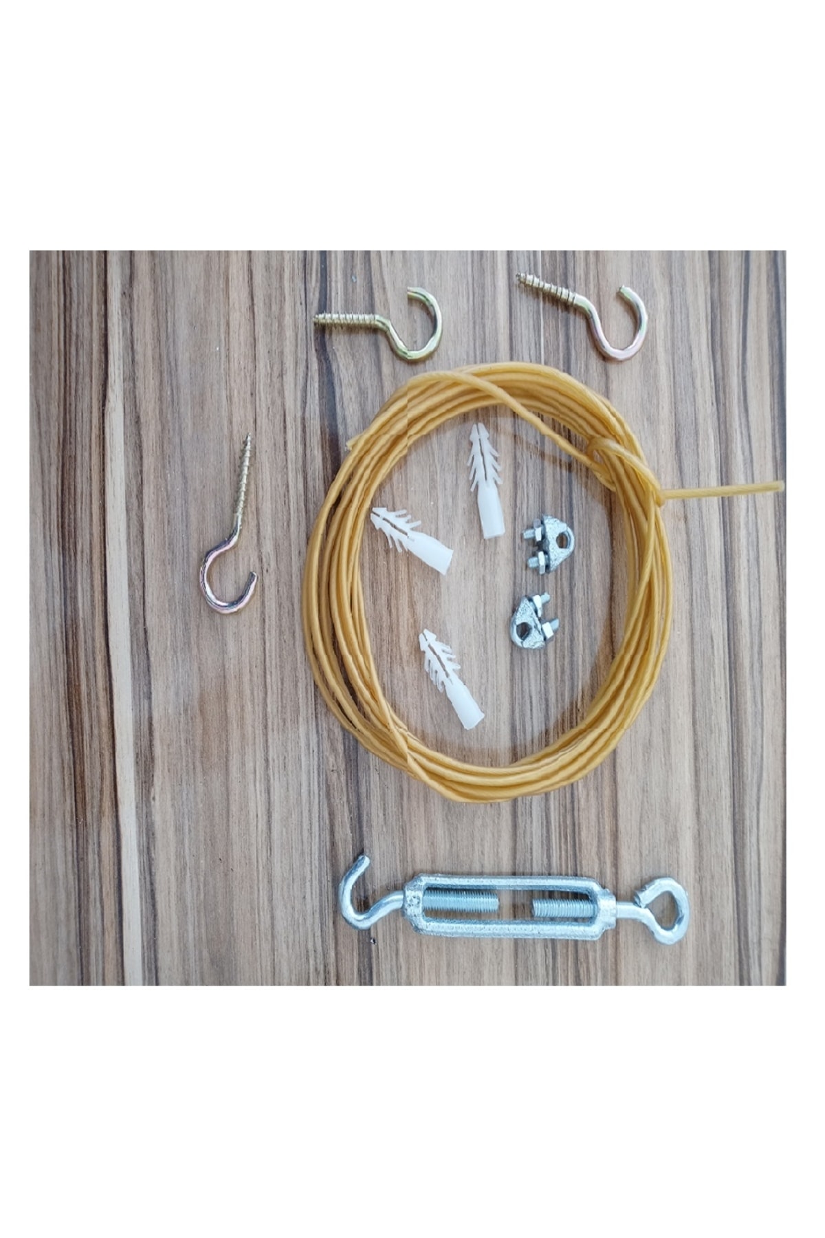 Balkon Filesi Montaj Seti 2,50 X 5 Metre Için Montaj Aparatları Çelik Halat