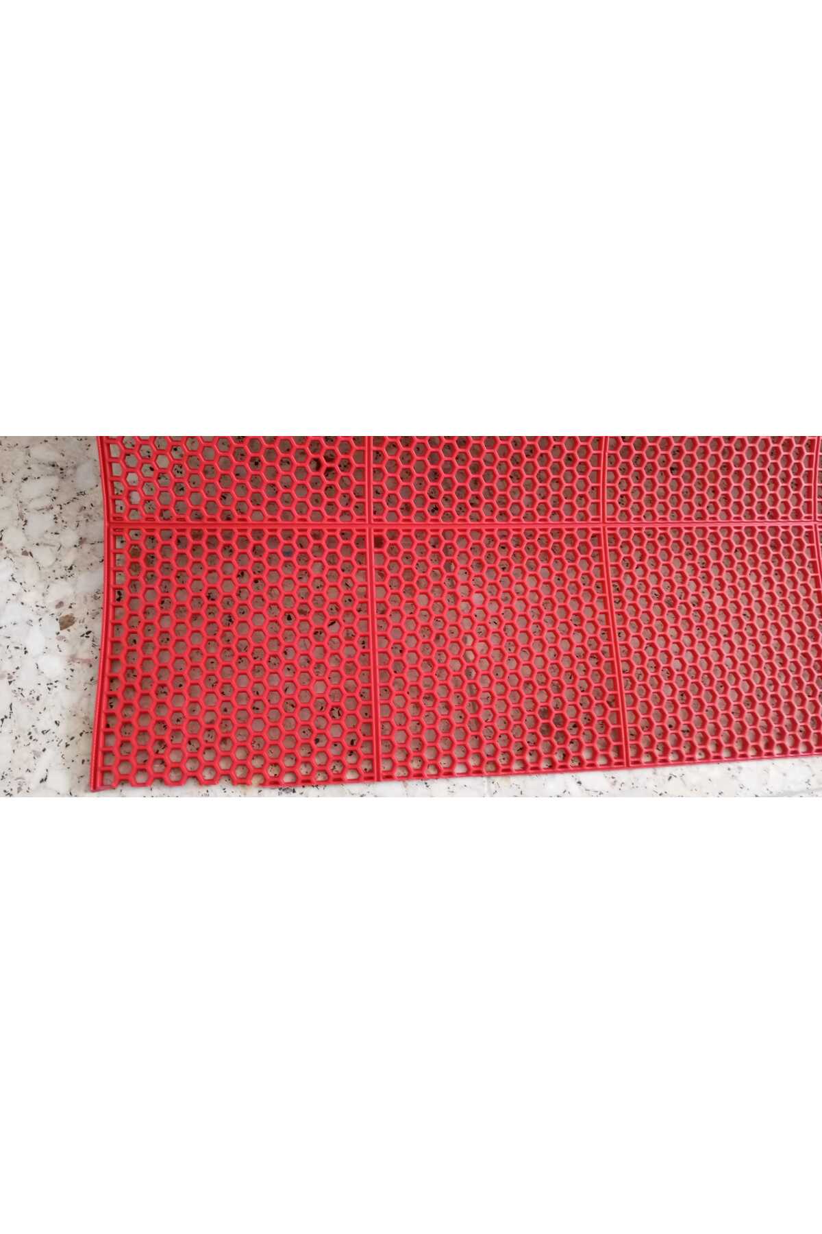 Kırmızı Islak Zemin Matı Kare Banyo Kaymaz pvc petek mat paspas
